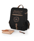 Top Shelf Star Wars Empire Insulated Wine Tote Holds Three Bottles Smooth Backpack Straps Cheese Cutting Board Corkscrew Padded Dividers Legit Premium Patio And Camping Essential Slick Gear Black with cutting board and corkscrew.
