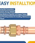 Pro-Grade 1 Inch Copper Press Union Fittings Lead Free Pack Of 30 Heavy Duty 300 PSI Copper Couplers for easy installation on copper tubing.