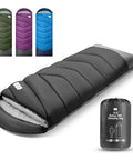 Cozy Yet Lightweight 3-4 Season Sleeping Bag For Adults And Kids, 4-Pound Packable With Compression Sack, shown in black