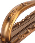 Close-up of Beefy Heavy Duty Antique Barn Door Handle Set with rustic carved design and flush mount backplate in bronze finish.