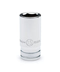 Single socket from Fourteen Piece Three Eighths Inch Drive Six Point Mid Length Metric Socket Set For Easy Access And Reduced Rounding