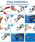 Step-by-step guide of 9.5mm Metal Snap Button Kit Set For Sewing And DIY Fashion Projects Pro Grade Snaps With Ergonomic Pliers