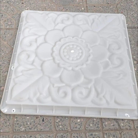 Two Piece Square Concrete Molds Set For Walkways And Patios Perfect For DIY Projects Plastic Paver Molds featuring floral pattern