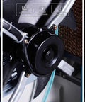 Close-up of Heavy Duty Evaporative Swamp Cooler With 13.2 Gallon Tank showcasing powerful motor and fan details.