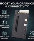 Mini External Graphics Card eGPU Dock For Thunderbolt 3 And 4 Plus USB4 Ports With Pcie 16x Upgrade Bay showing connections and ports.