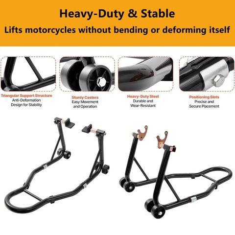 Beefed Up Heavy Duty Rear Wheel Lift Motorcycle Stand Up To 850 Lbs With UL Fork Combo Swingarm Spool Paddock Stand