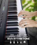 Playing the Full Size 88 Key Weighted Hammer Action Digital Piano Portable Electric Keyboard For Newbies And Adults With Sustain Pedal Power Supply And Built In Speakers No Stand Included