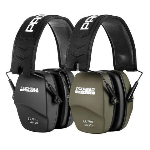 Two Pack Shooting Ear Protection Earmuffs NRR 26dB For Gun Range And Hunting Black And Green With Lightweight Design And Soft Foam Cushioned Ear Pads For All Day Comfort And Safe Hearing