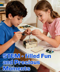 Two children assembling the "Hands-On FM Radio Kit For Kids And Teens Ages 8 12 13 14 STEM Toys Electronics Project Build Your Own Radio Educational Toy Gift For Boys And Girls Great Gift Idea" at a table.