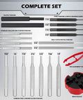 Pin Punch Hammer Set With Bench Block And 25-Piece Punch Kit Pro Grade Replaceable Face Hammer Steel Roll Pin Tools layout overview