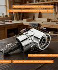 105° right-angle drill attachment in a workshop, highlighting hex shank dimensions, part of Flexible Drill Bit Extension Set 4 Piece With 1/4 Inch 3/8 Inch 1/2 Inch Hex Shank Adapters And 105 Degree Right Angle Attachment For Impact Drivers At Home Shop And Industrial Jobs.