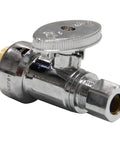 Pack Of 10 Push Fit 1/4 Turn Straight Shut Off Valve 1/2 Push X 3/8 Inch Compression Chrome Finish With Disconnect Clip