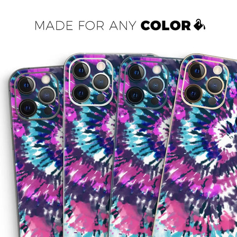 Full Body Skin Decal Wrap Kit For iPhone 11 Spiral Tie Dye V3 With Air Release Adhesive Bubble Free Application displayed on phones
