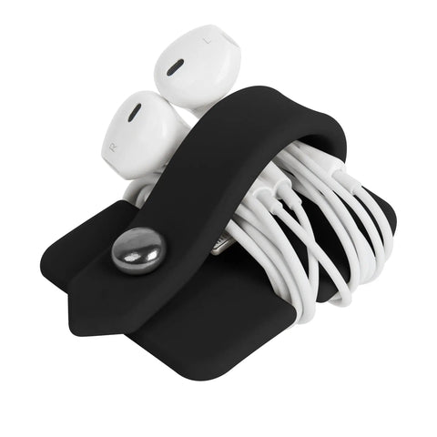Headphone Case And Cable Organizer For Earbuds And Headphones Cord Winder And Earphone Holder Case Wrap Winder Headset Keeper Cable Manager Portable Silicone Black Cover
