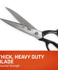 Heavy Duty 12 Inch Bent Handle Industrial Shears For Fabric, Upholstery, And Leather Cutting, Professional Utility Scissors close-up