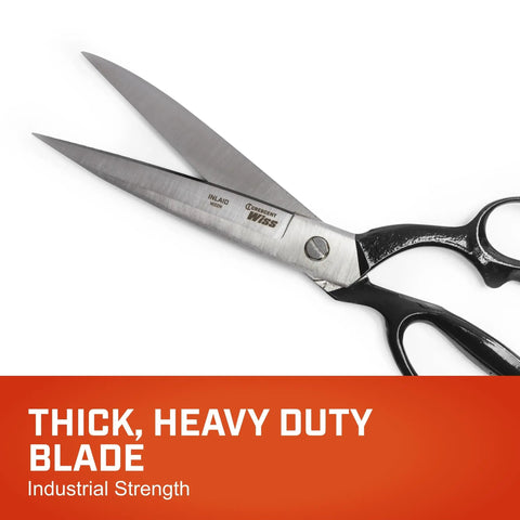 Heavy Duty 12 Inch Bent Handle Industrial Shears For Fabric, Upholstery, And Leather Cutting, Professional Utility Scissors close-up