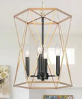 Gold Modern 4 Light Chandelier Fixture For Kitchen Island Dining Room Bedroom Living Room And Foyer, open geometric design