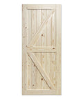 Front view of a 36 Inch By 84 Inch Sliding Barn Wood Door Pre Drilled DIY Ready To Assemble Unfinished Solid Spruce Panel.