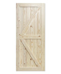 Front view of 36 Inch By 80 Inch Sliding Barn Wood Door Pre Drilled Ready To Assemble Unfinished Solid Spruce Panel Door