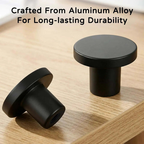 32 Piece Black Cabinet Knob Set Round 1 Inch Drawer Pulls For Kitchen Cabinets And Vanity Doors Durable Zinc Alloy Hardware