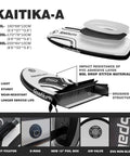Unpowered Inflatable Hydrofoil Board With F200 Foil, Light Grey 90L, durable build, close-up of board features and design