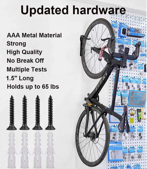 Garage Wall Mount Bike Hanger And Vertical Rack For Easy Hanging And Space Saving Bike Storage Holds Up To 65 Pounds on wall