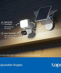 2K Outdoor Pan Tilt Floodlight Security Camera Battery Powered With Solar, 360 Degree AI Motion Tracking installed on wall.