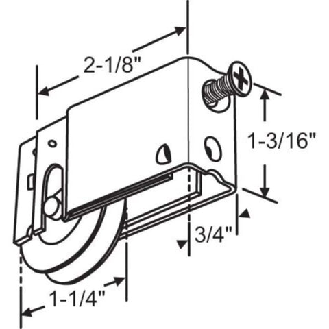 Diagram of NuAir Sliding Glass Door Roller Set Pack Of 2 For Breezy Patio Door Operation With Stainless Steel Wheels And Precision Bearings