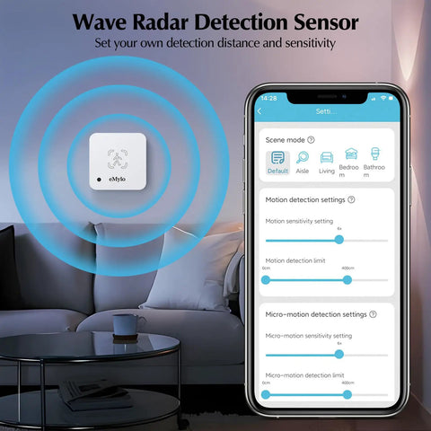 WiFi Human Presence Sensor 2 Pack With Millimeter-Wave Radar No Hub Needed 24/7 Smart Motion Alerts app interface display