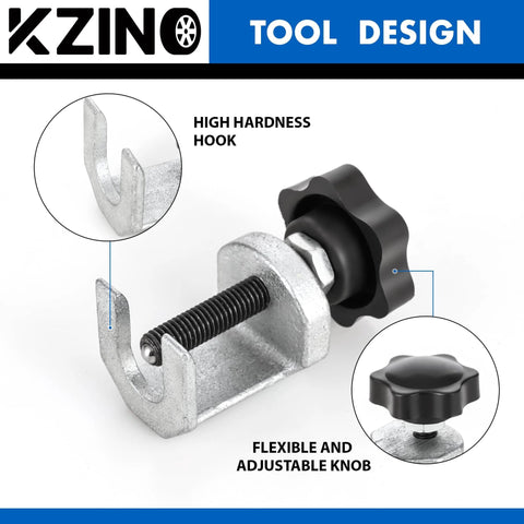 KZINO windshield wiper arm puller tool, front view with adjustable knob and heavy-duty metal hook