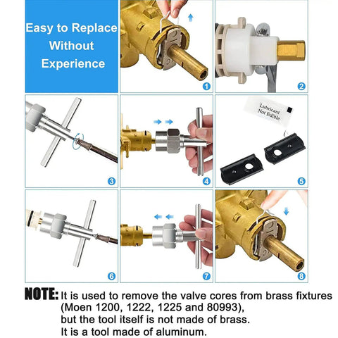 Cartridge Puller Tool For Faucets Removal Compatible With 1200 1222 1225 80993 Brass And Plastic Cartridges No Sweat DIY Faucet Repair Kit With Easy Grip For Quick Removal, aluminum tool