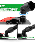 Dust Shroud For Angle Grinder 4.5 To 5 Inch With 360 Degree Detachable Connector Universal Fit Includes 2 Pack 5 Inch Diamond Cup Wheels Keeps Dust Down On Concrete Cement Marble Granite Surfaces showing 360° connector close-up with vacuum adapter