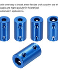 Rigid Screw Coupling 5mm To 7mm Shaft Connector L25mm By D14mm Steel Joint shown in blue aluminum, pack of 5
