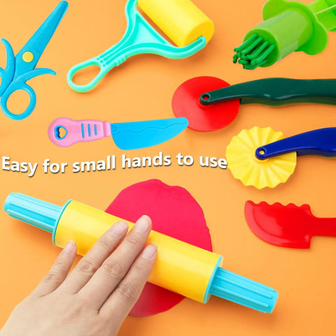 9-Piece Dough And Clay Tools Starter Set For Kids With Rollers, Pizza Cutter, Rolling Pins, Safety Scissors, Dough Extruder