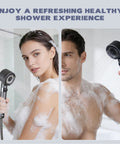 Gray Filtered Shower Head With High Pressure Handheld And Four Removable Spray Modes, 3 Stage Filtration Removes 99 Percent Hard Water Impurities