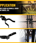 Black Chain Link Gate Latch For Fence Posts Spaced 1-3/8 To 2-3/8 Inches, Fits 1-3/8 Gate Frames, Includes Padlock Hole