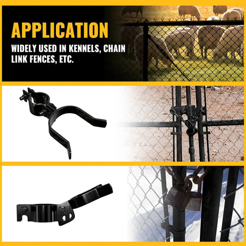 Black Chain Link Gate Latch For Fence Posts Spaced 1-3/8 To 2-3/8 Inches, Fits 1-3/8 Gate Frames, Includes Padlock Hole