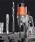 Heavy Duty Magnetic Drill Press For Pro Metalworking And Construction-Industrial Grade Electric Tapping Rig with drill bits