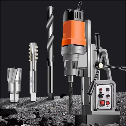 Heavy Duty Magnetic Drill Press For Pro Metalworking And Construction-Industrial Grade Electric Tapping Rig with drill bits