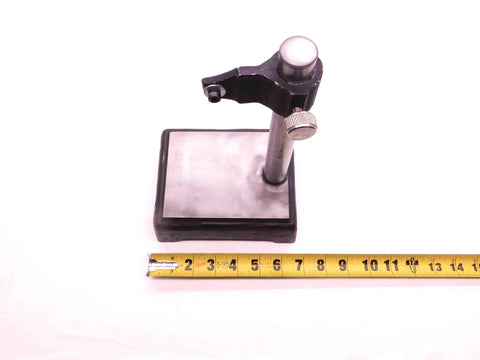 Beefy Indicator Base Comparator Stand With 8.25 Inch Tall Rod For Precise Inspection And Slick Alignment, 5 1/4 By 6 5/8 By 2 Inch Base Built For Gauge And Tooling Measurements On The Shop Floor BR10218CT4, metal stand with ruler
