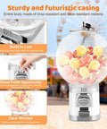 White Coin Operated Vending Cabinet And Premium Candy Dispenser For Home Arcade Or Retail Counter Big Time Five Hundred Ball Storage with clear window and durable casing.