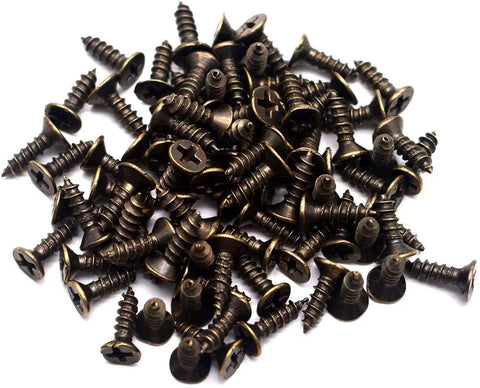 Mini Hinges Set 50 Pieces 1 Inch By 0.7 Inch 180 Degree Rotation With Mounting Screws Bronze Tone scattered pile
