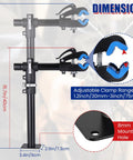 Extended Adjustable Bike Repair Stand With Clamp For Road And Mountain Bikes Space Saving Home Maintenance Rack Heavy Duty Carbon Steel Build Adjustable Height Up To 23.6 Inches Pro Grade DIY Garage Tool.