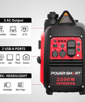 2500 Watt Portable Inverter Generator With 79.8cc OHV Engine Ultra Quiet 5.5 Hour Runtime 2 AC USB ports RV life