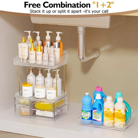 Slick 4 Tier Clear Makeup Organizer Featuring Four Spacious Drawers For Bathroom Counter Storage Effortlessly Stores Perfume And Skincare Essentials To Keep This Space Crisp And A Real Talk Game Changer For Everyday Use.