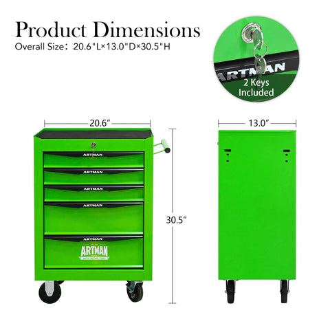 Heavy Duty 21 Inch Rolling Tool Cart With Lockable Steel Chest And Smooth Ball Bearing Slides And Wheel Brakes To Keep It Steady For Top Shelf Tough Garage Workshop Storage dimensions 20.6"L x 13"D x 30.5"H.