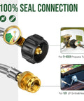 6 Foot Propane Hose Adapter With Gauge 1Lb To 20Lb Tank Connector For Grills And Heaters Grillin Setup, close-up view of gauge and fittings