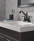 Mylan 1.2 GPM Deck Mount Centerset Bathroom Faucet With Pop Up Drain Assembly And Worry Free Drain Catch Matte Black Finish