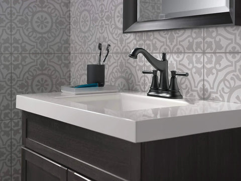 Mylan 1.2 GPM Deck Mount Centerset Bathroom Faucet With Pop Up Drain Assembly And Worry Free Drain Catch Matte Black Finish