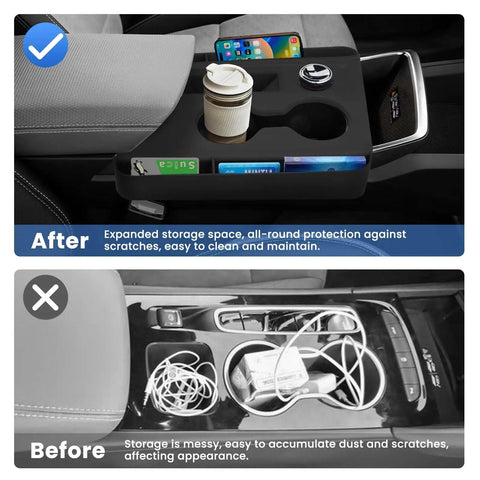 Silicone Center Console Organizer for 2025 2026 Chevy Equinox Not for Equinox EV Anti Scratch Protective Pad Cover Cup Holder Tray Storage Box and Silicone Shift Panel Trim Cover Custom Fit Interior Accessory